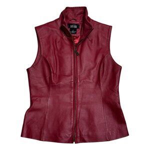 VINTAGE MARK ALAN Genuine Red Leather Luxury Designer Retro Vest Womens Small
